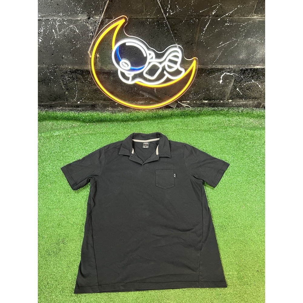 Oakley Golf Polo Shirt Mens Medium Black Performance Stretch Short Sleeve Casual